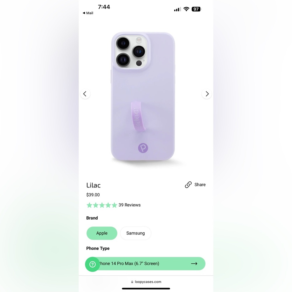 Loopy Original - iPhone 14 Pro Max - Lilac | Matte Edition / Righty